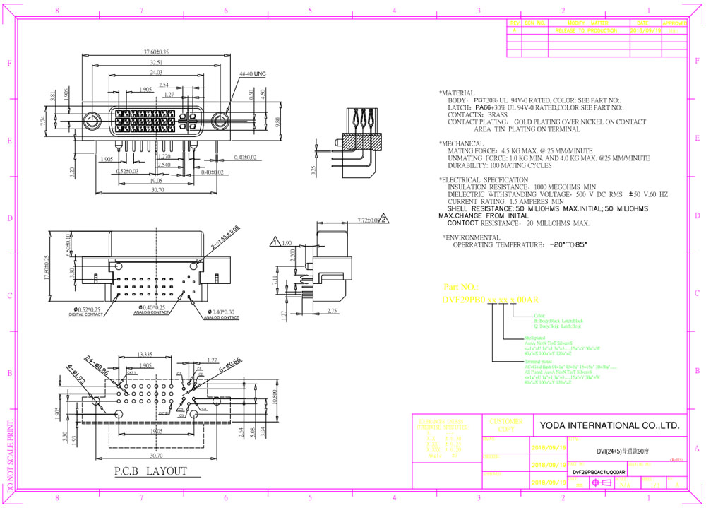 Yoda DVI 24+5 Connector Drawing